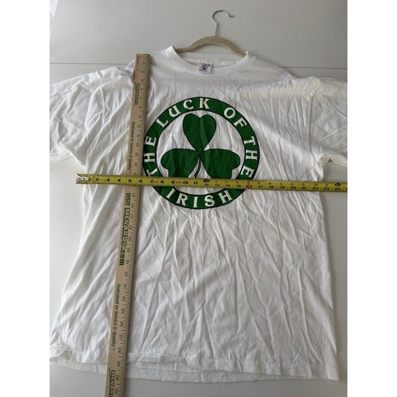 Vintage 1989 Irish Shamrock Shirt  Xtra Large XL White Single Stitch Read - Picture 8 of 16